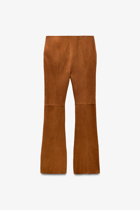 FLARE SUEDE LEATHER TROUSERS
