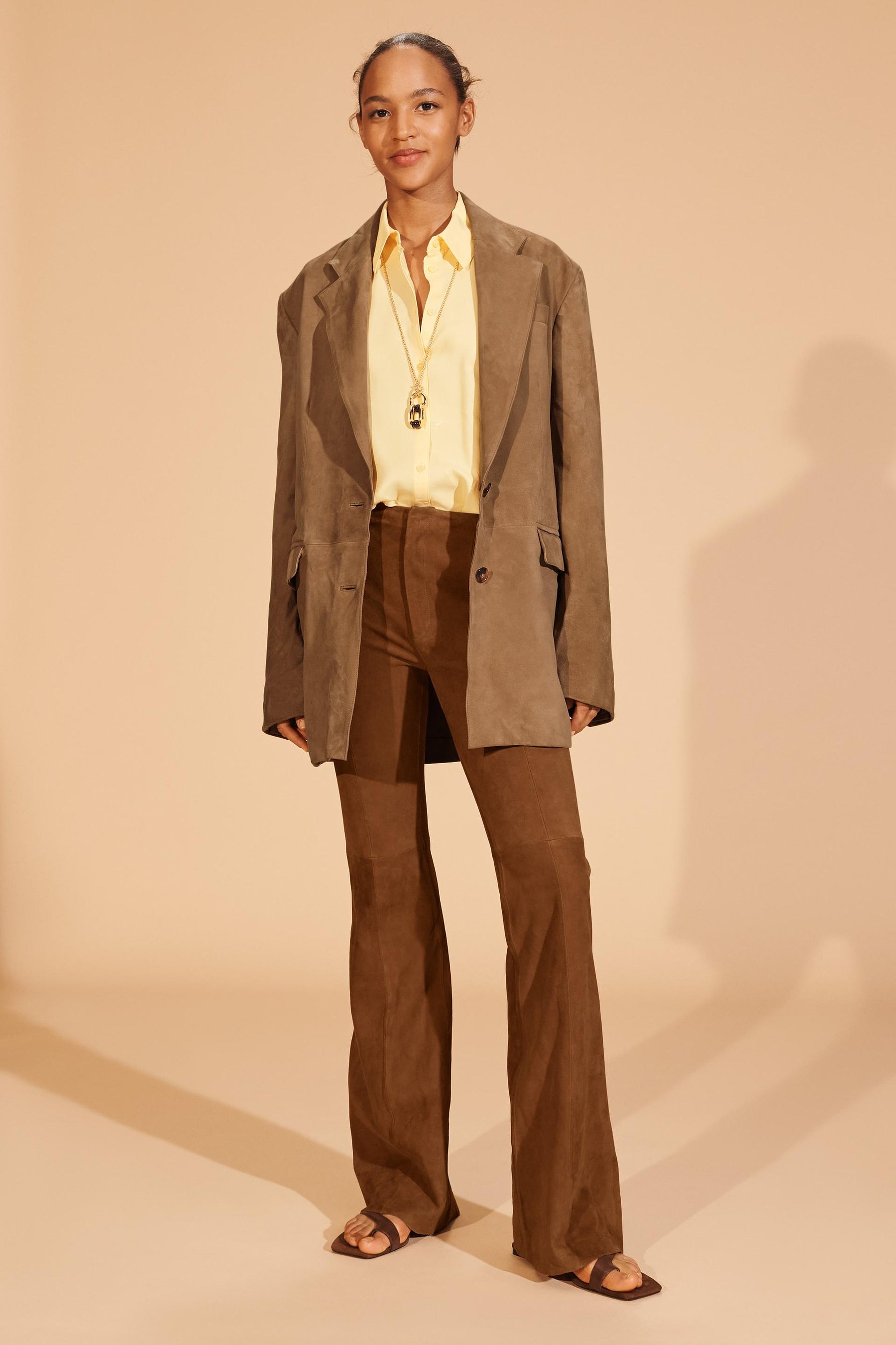 FLARE SUEDE LEATHER TROUSERS