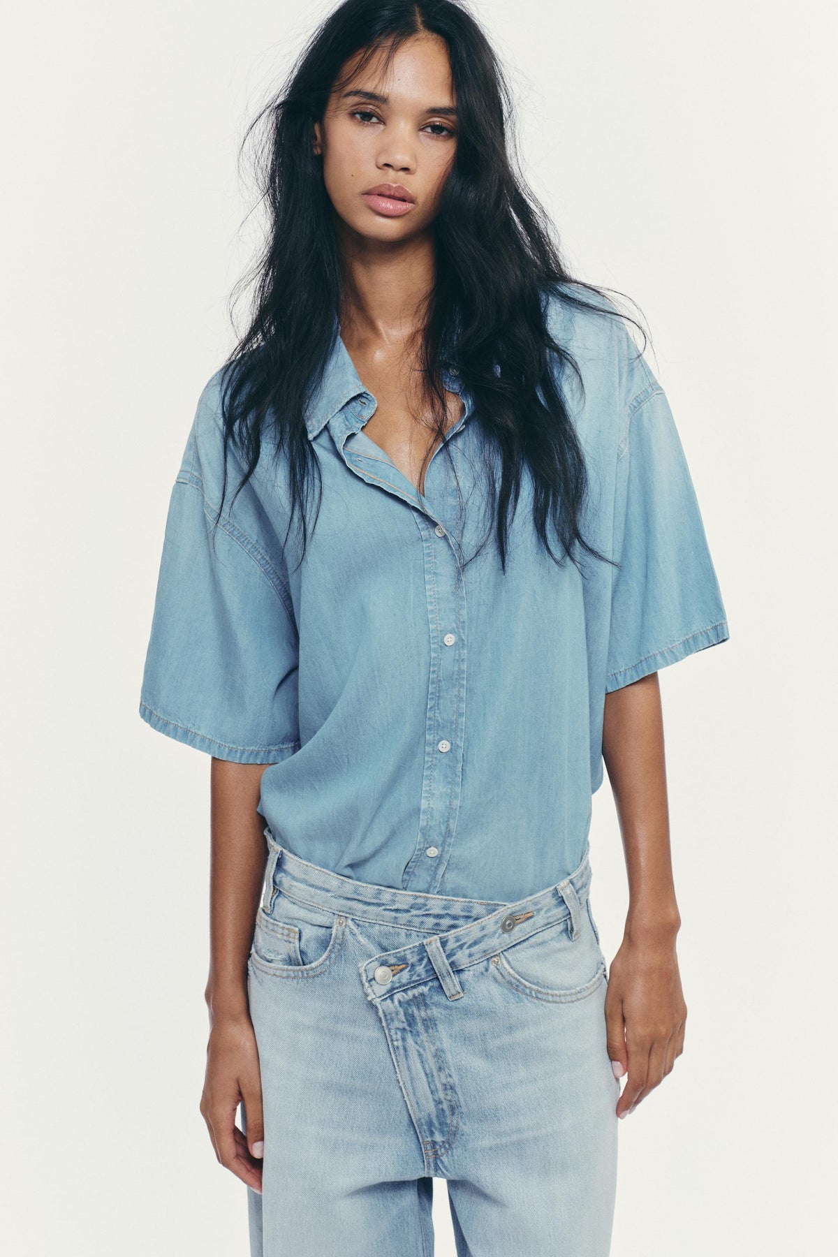 CROPPED DENIM SHIRT