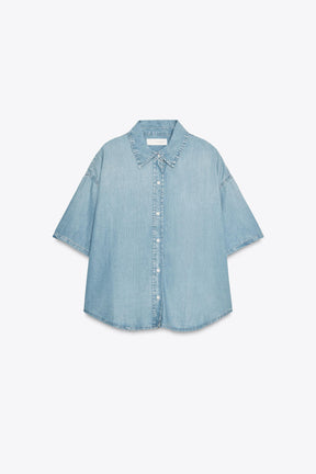 CROPPED DENIM SHIRT