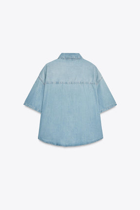 CROPPED DENIM SHIRT