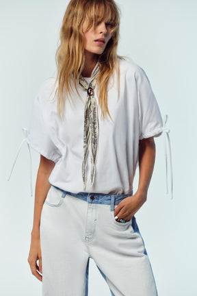 Cotton Tie-Accent T-Shirt