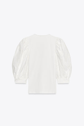 Embroidered Floral Puff Sleeve