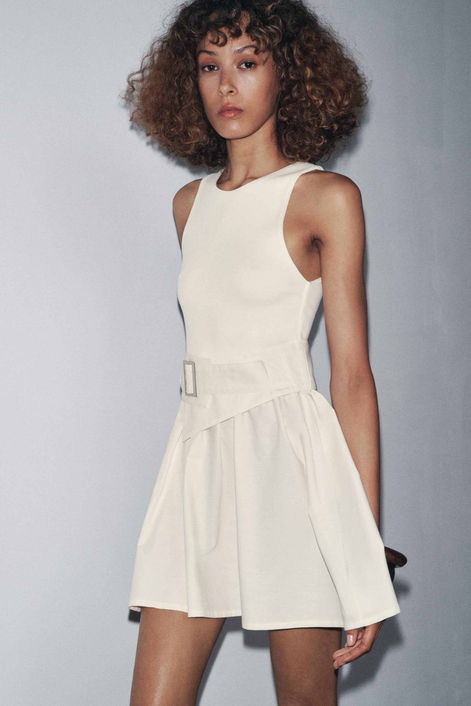 Twill Dress with Belt