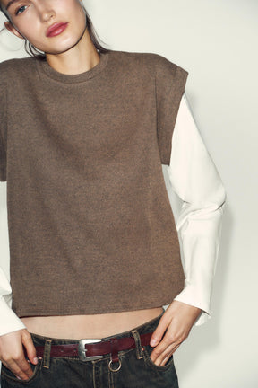 CONTRAST WAISTCOAT SHIRT