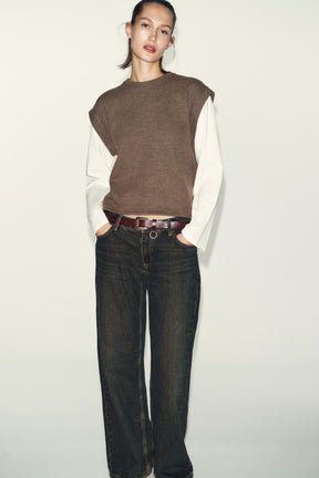 CONTRAST WAISTCOAT SHIRT