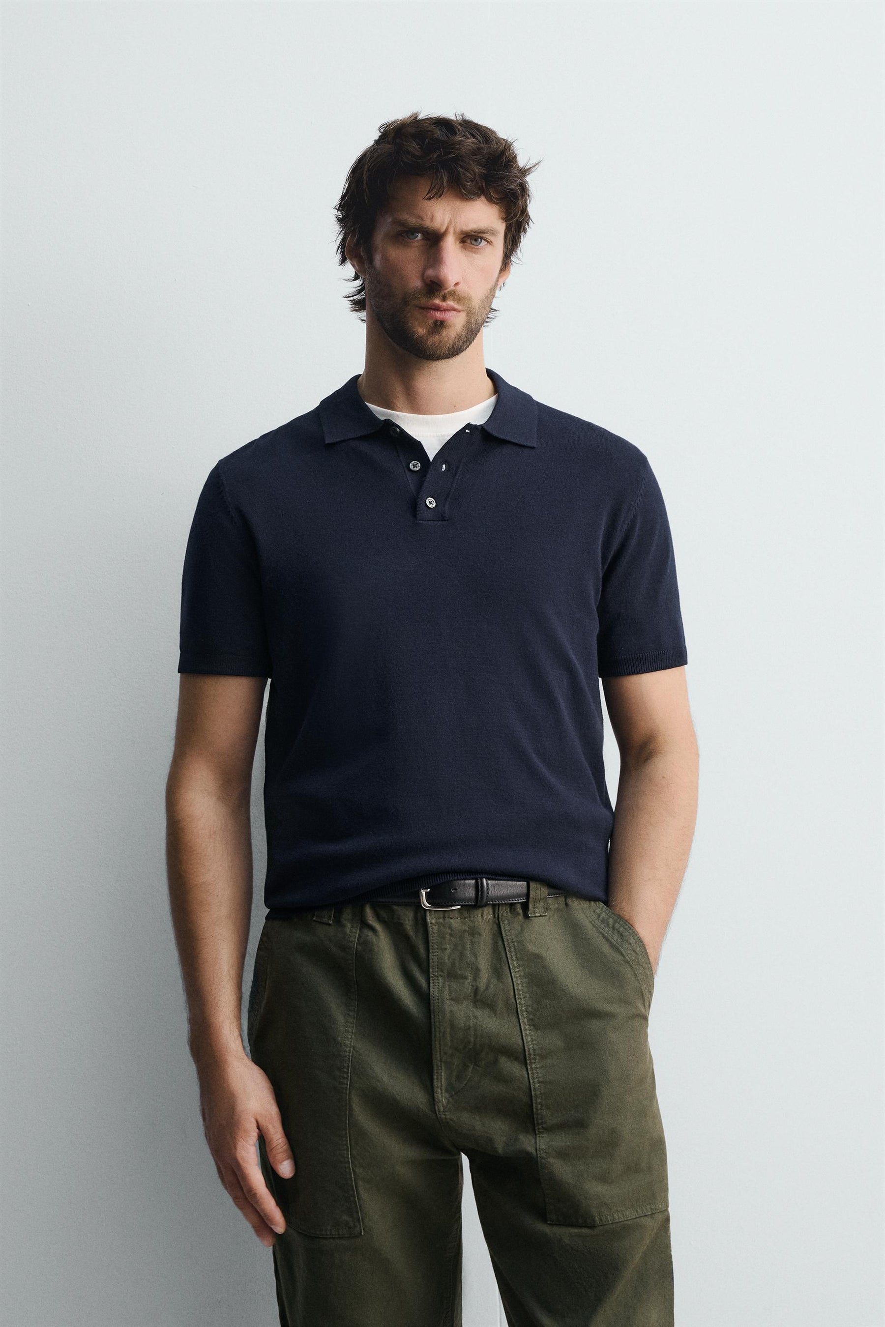 VISCOSE BLEND KNITTED POLO SHIRT - Image 2