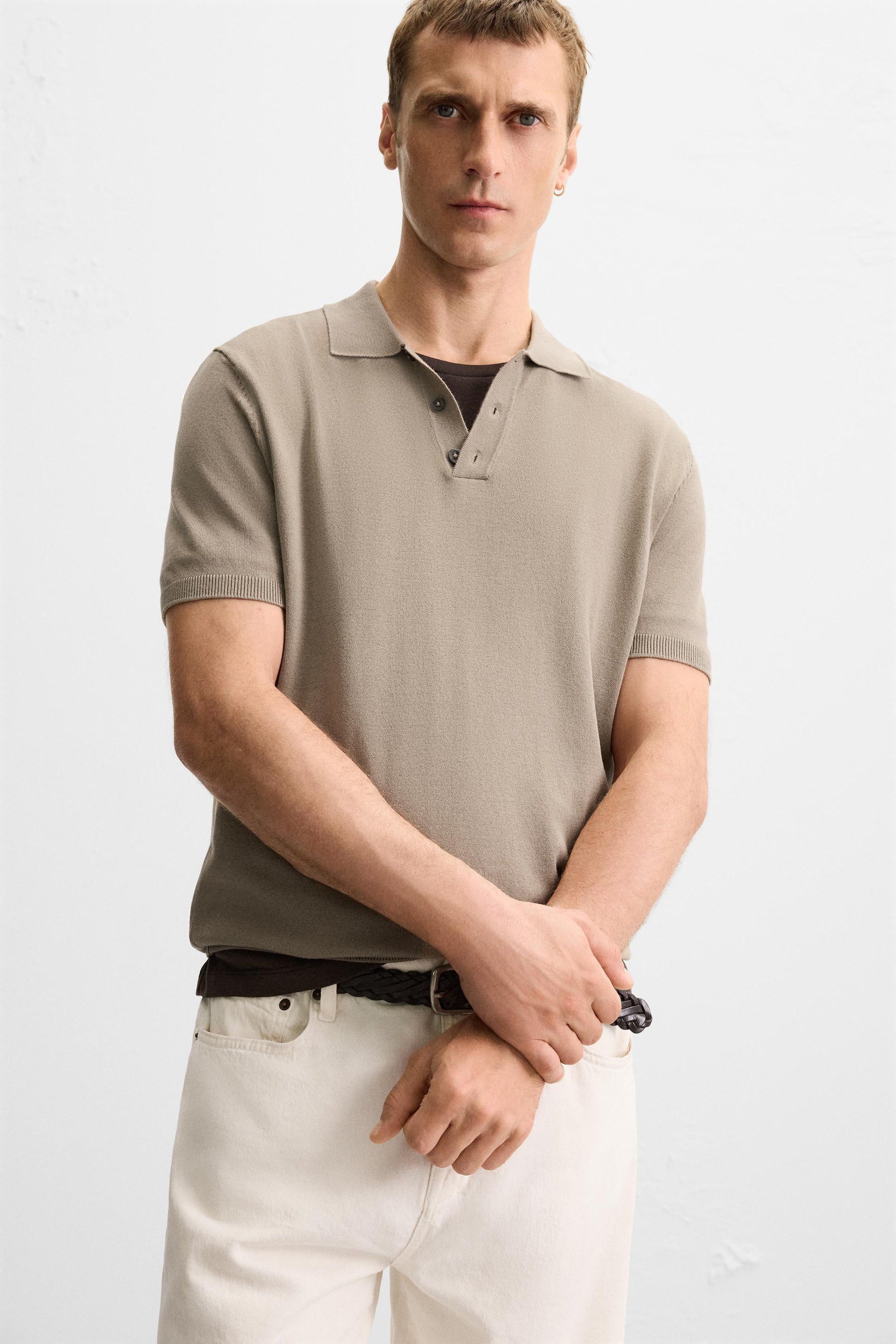 VISCOSE BLEND KNITTED POLO SHIRT - Image 5