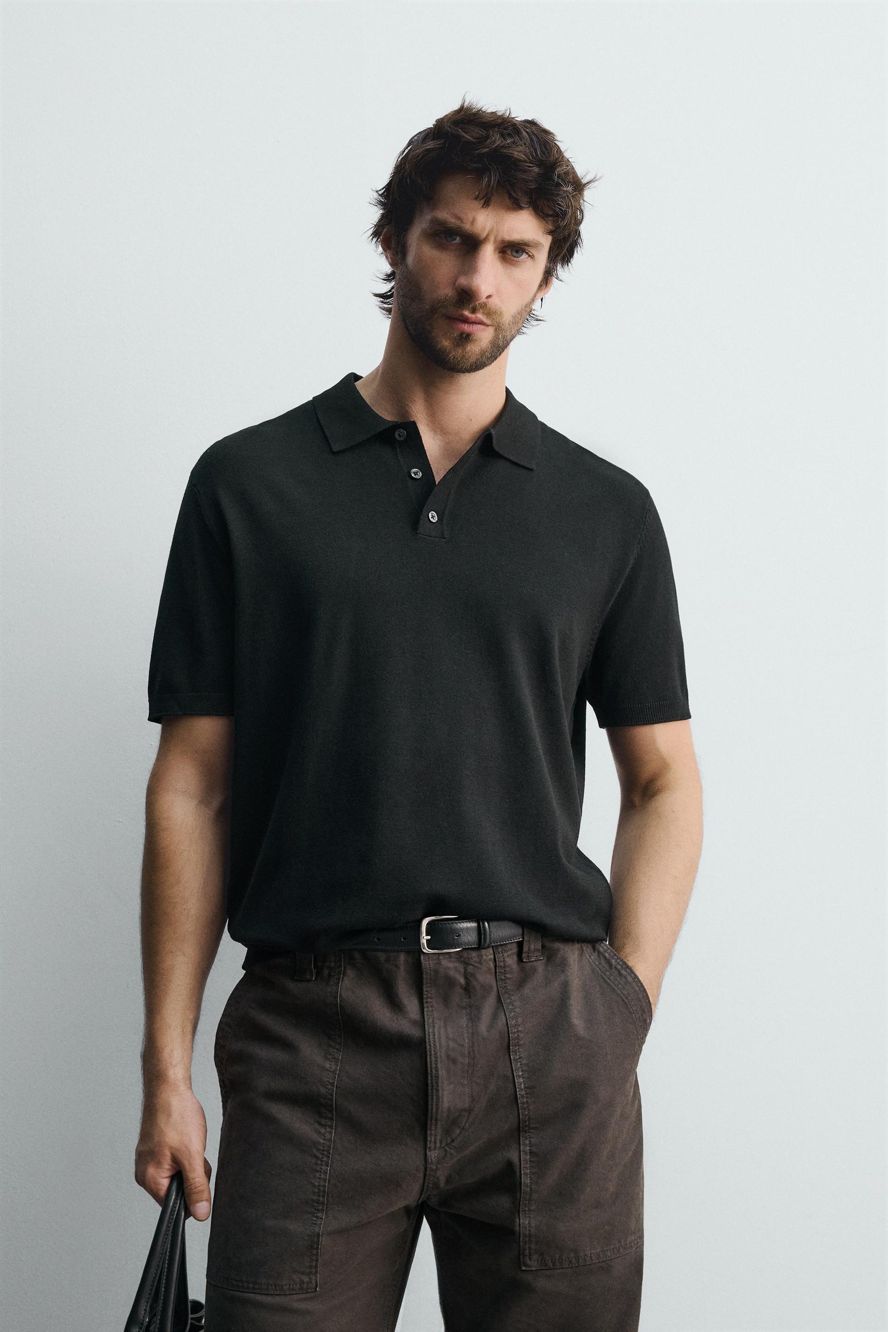 VISCOSE BLEND KNITTED POLO SHIRT - Image 2