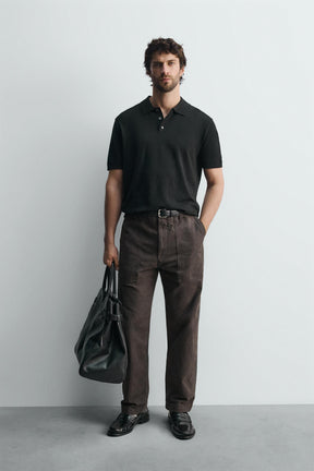 VISCOSE BLEND KNITTED POLO SHIRT - Image 1