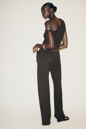 Textured wide-leg trousers