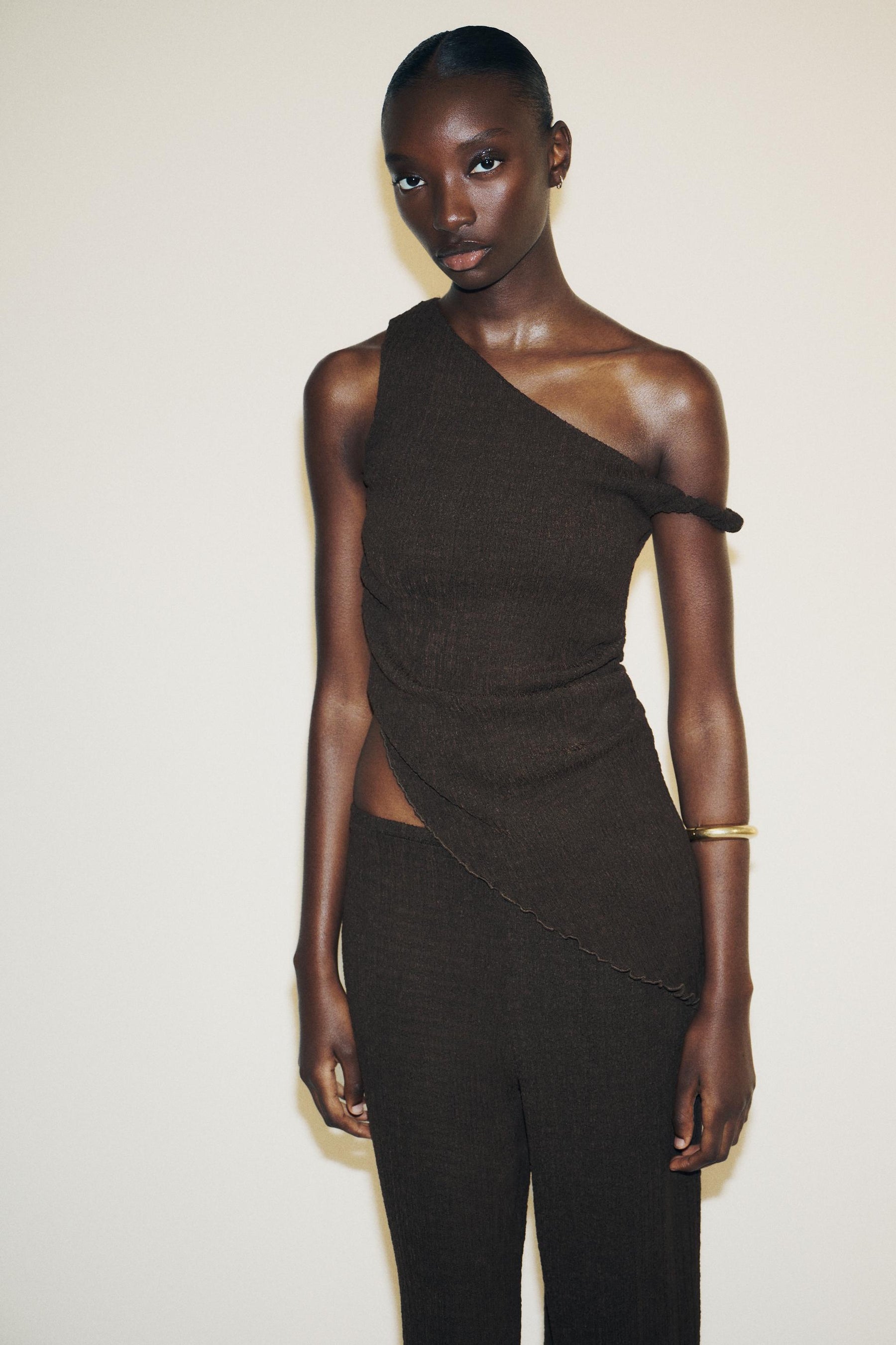 Textured Asymmetric Fashion Top