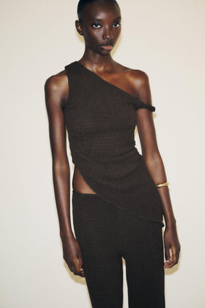 Textured wide-leg trousers