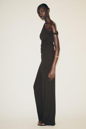 Textured wide-leg trousers