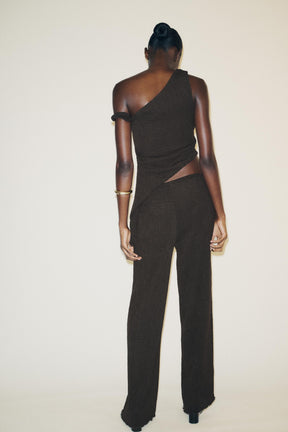 Textured wide-leg trousers