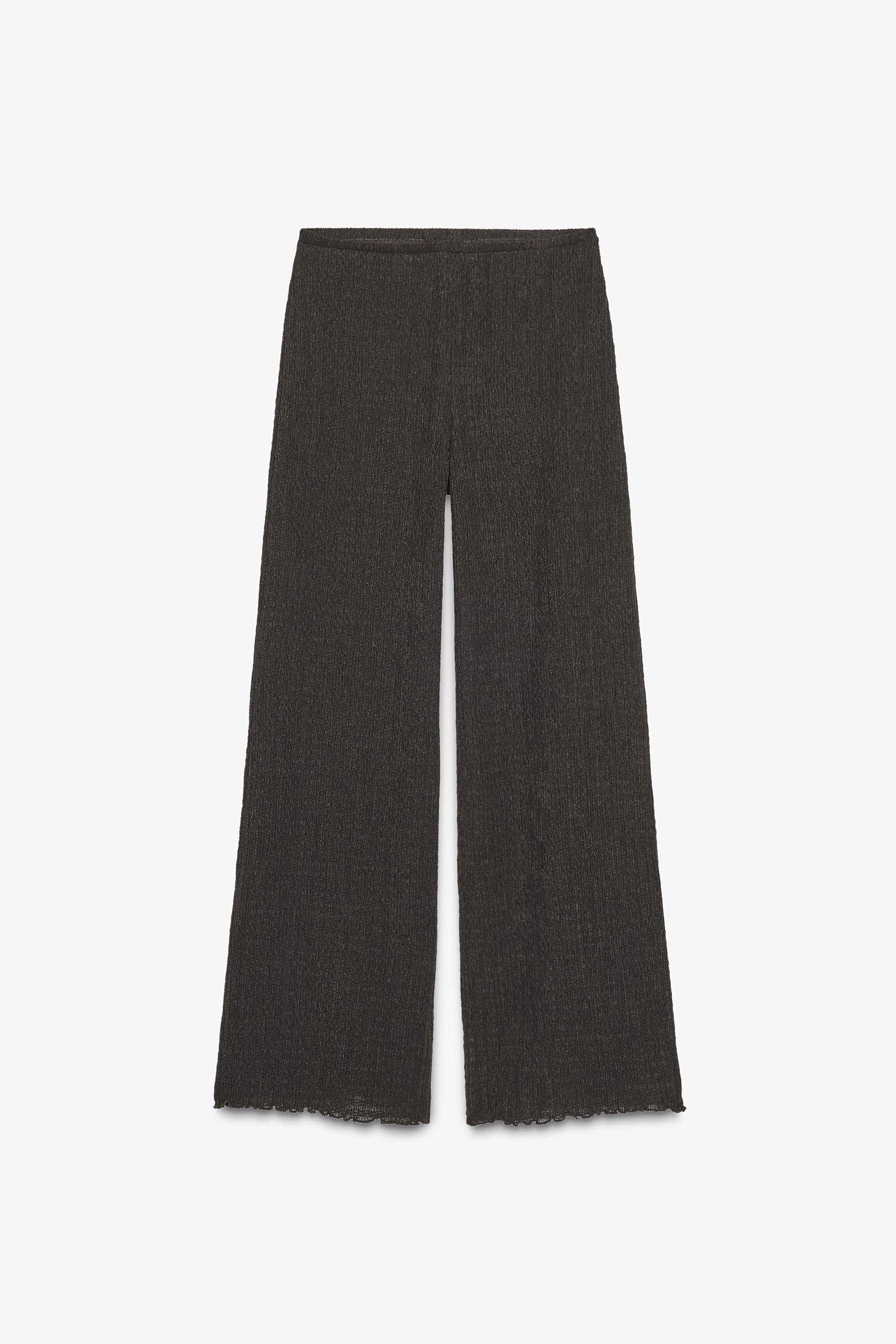 Textured wide-leg trousers
