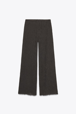 Textured wide-leg trousers