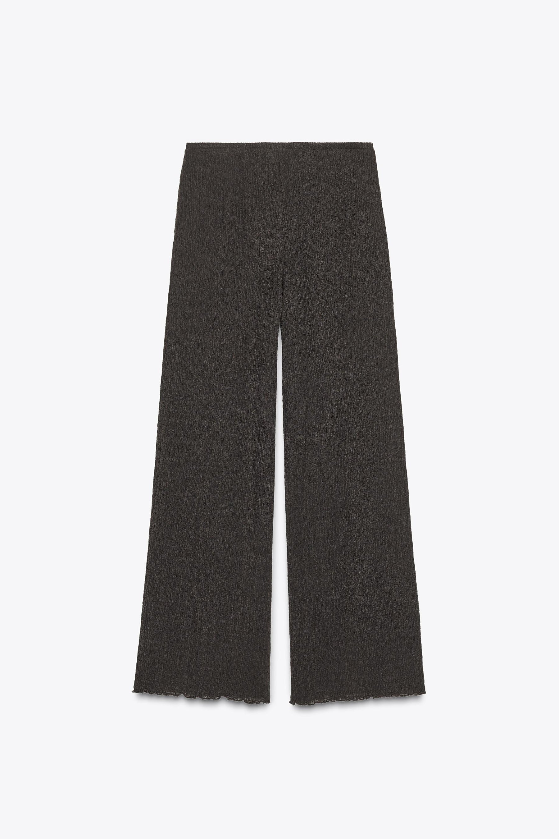 Textured wide-leg trousers