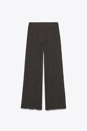 Textured wide-leg trousers