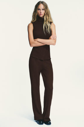 Textured Straight-Leg Trousers