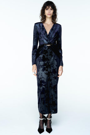 VELVET MIDI DRESS WITH HARDWARE - Image 1