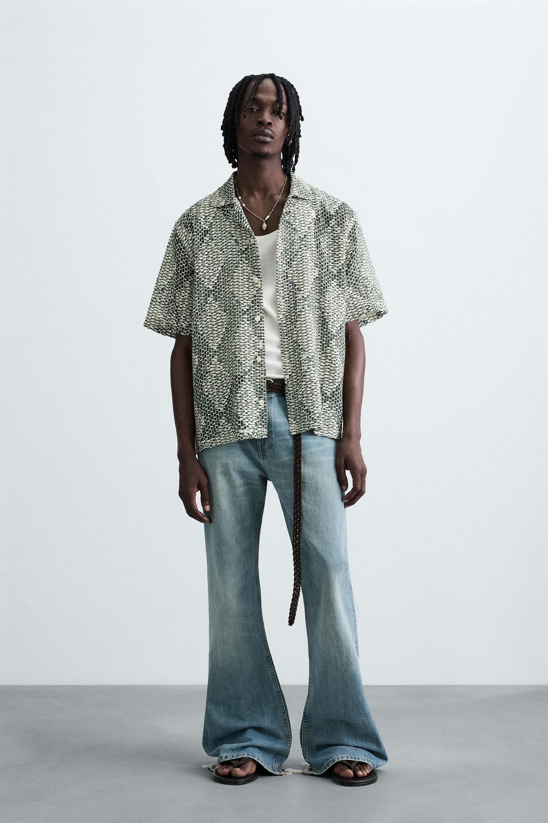 CROCHET TEXTURED SHIRT - Image 1