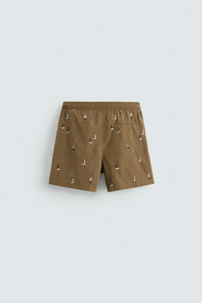 EMBROIDERED MID-LENGTH SWIMMING TRUNKS - Image 7