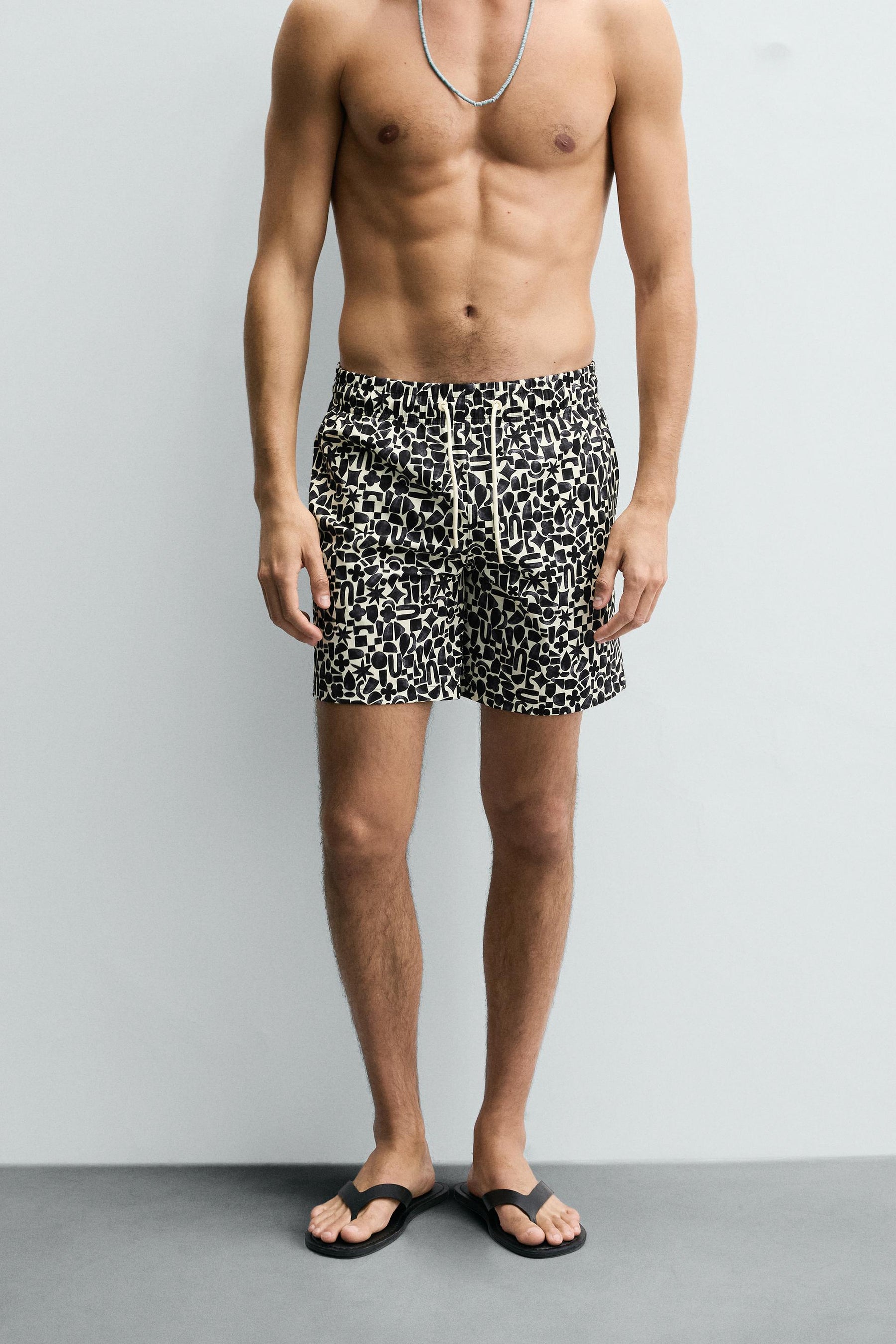 GEOMETRIC PRINT LONG SWIMMING TRUNKS - Image 2