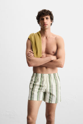 STRIPED MID-LENGTH SWIMMING TRUNKS - Image 2