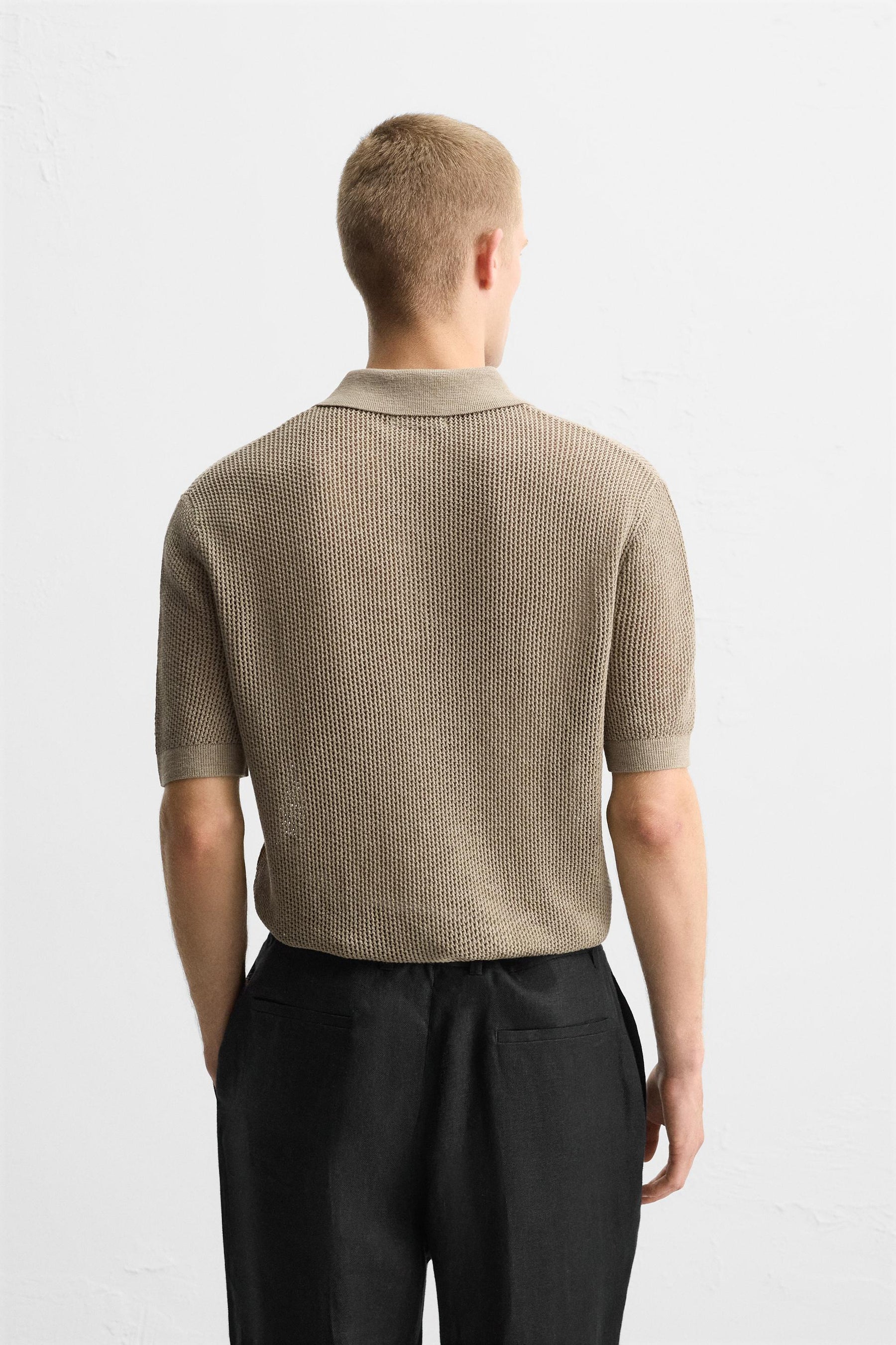 TEXTURED KNIT POLO SHIRT - Image 3