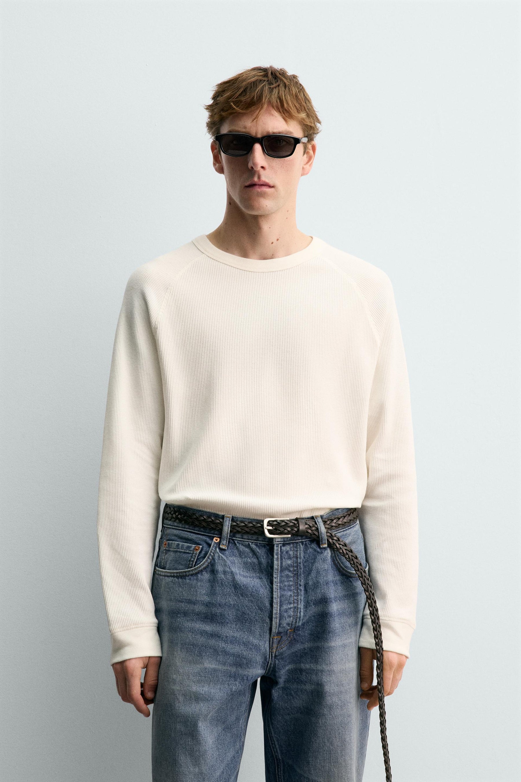 AARON LEVINE X WAFFLE-KNIT TEXTURE T-SHIRT - Image 2