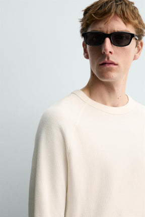 AARON LEVINE X WAFFLE-KNIT TEXTURE T-SHIRT - Image 6