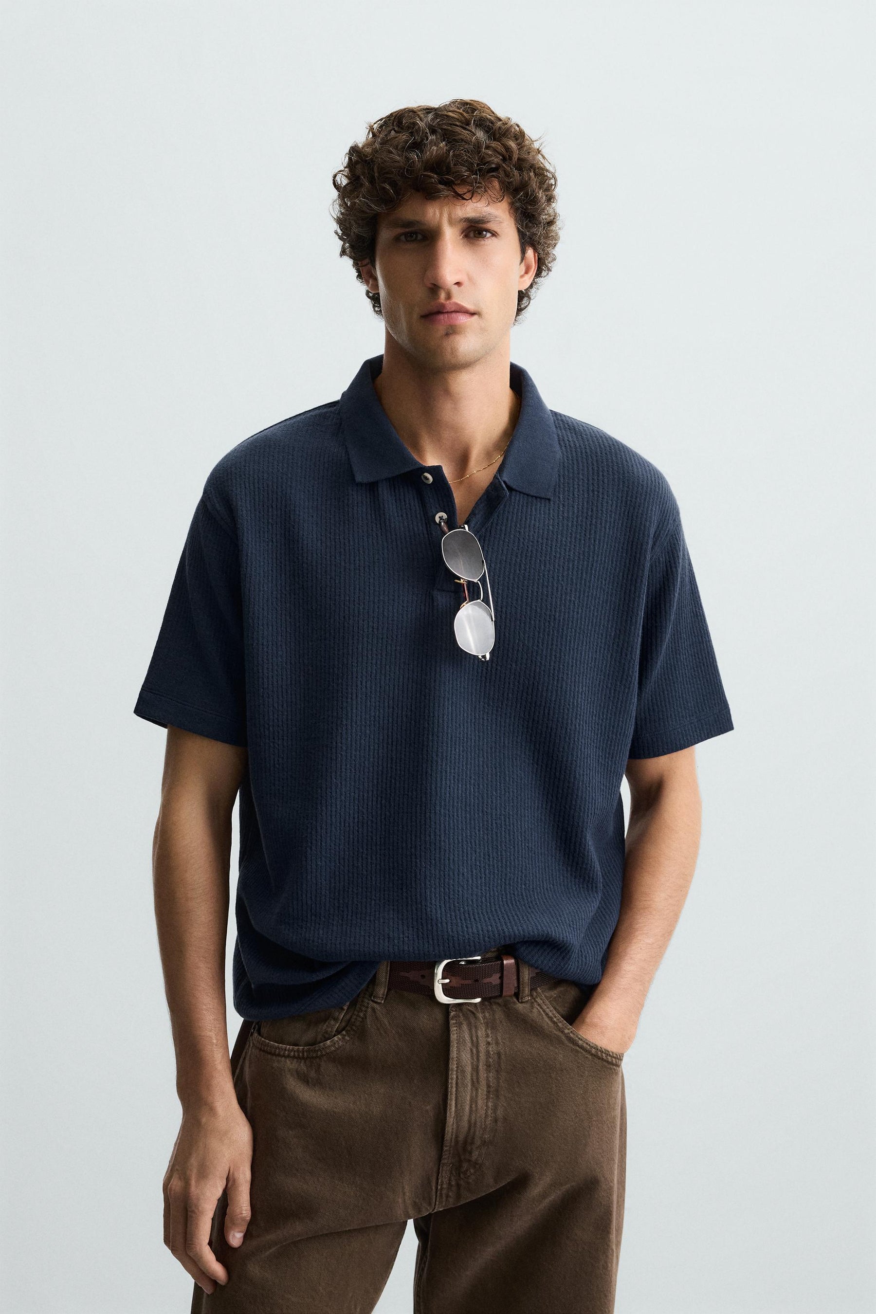 VERTICAL TEXTURE POLO SHIRT - Image 2