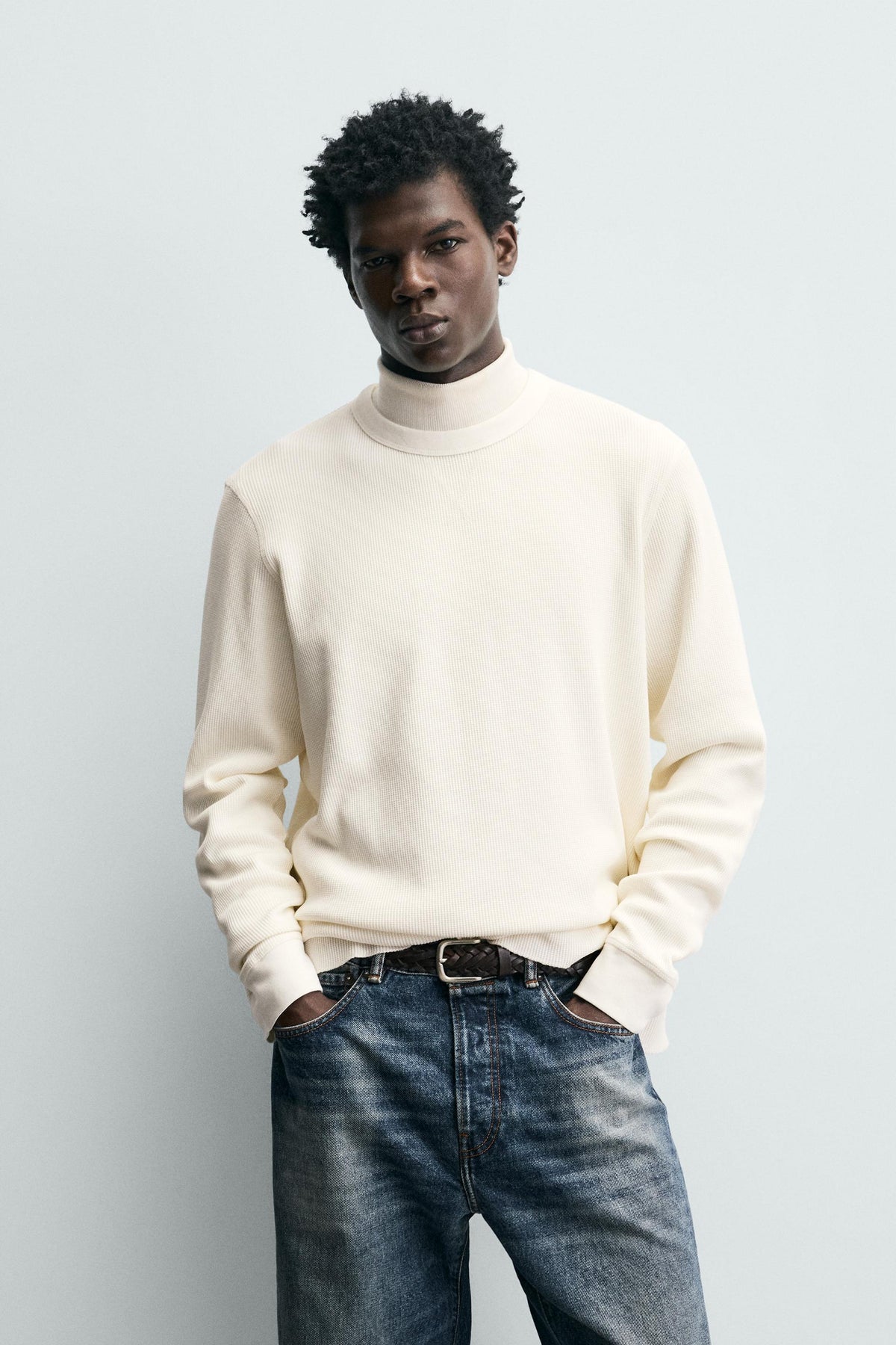 WAFFLE-KNIT TEXTURE T-SHIRT - Image 2