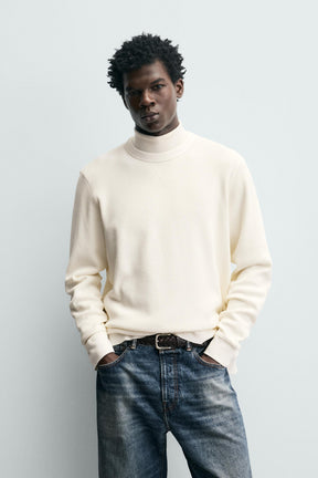 WAFFLE-KNIT TEXTURE T-SHIRT - Image 2