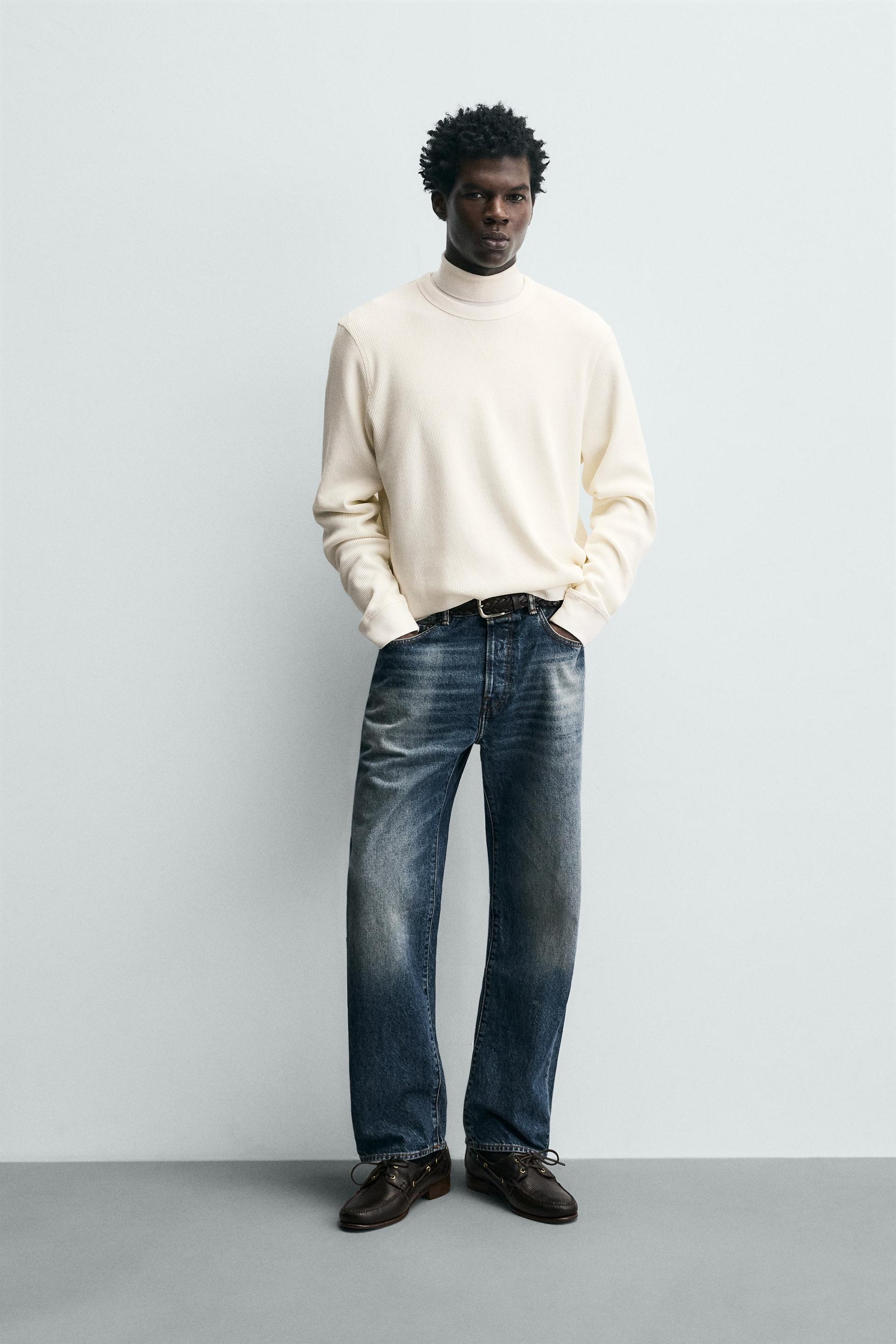 WAFFLE-KNIT TEXTURE T-SHIRT - Image 1