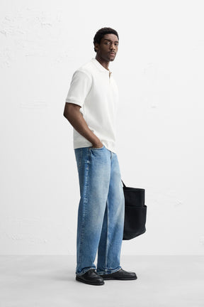 VERTICAL TEXTURED POLO SHIRT - Image 4