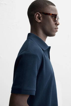 VERTICAL TEXTURED POLO SHIRT - Image 5