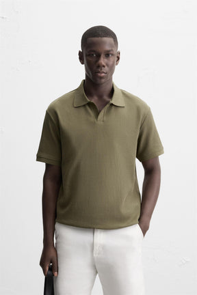 VERTICAL TEXTURED POLO SHIRT - Image 2