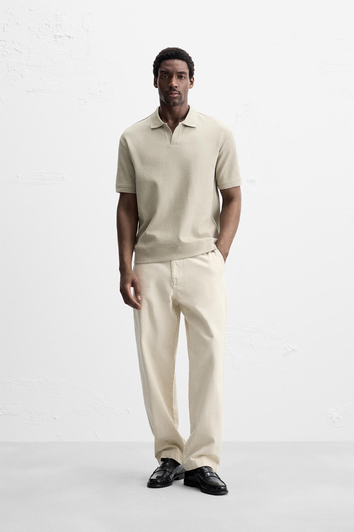 VERTICAL TEXTURED POLO SHIRT - Image 1
