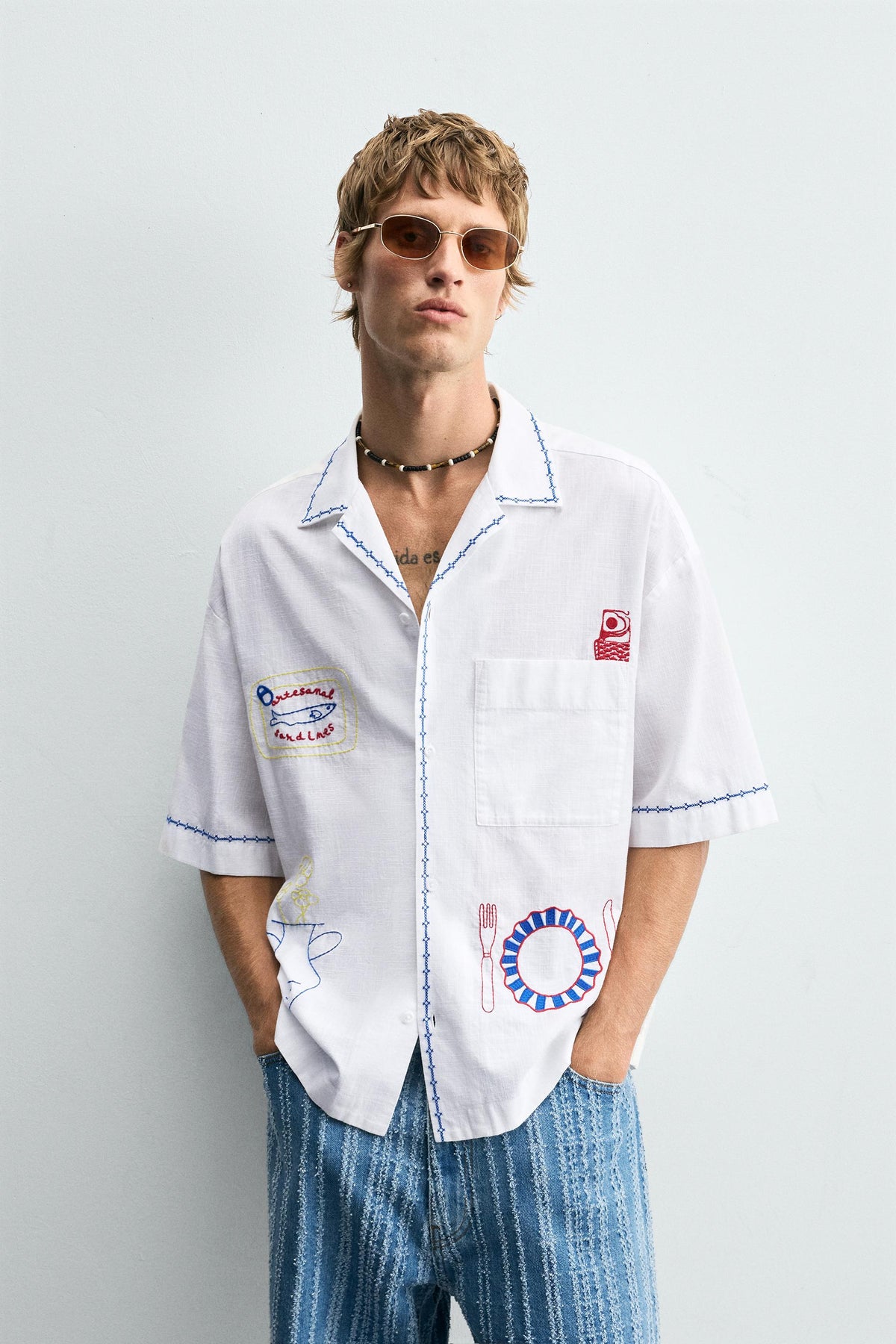 CONTRAST EMBROIDERY SHIRT - Image 2