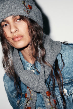 Floral Embroidered Beanie