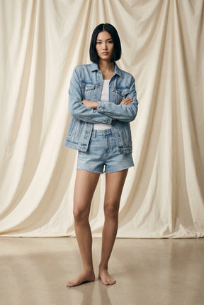 Mid-Waist Denim Shorts