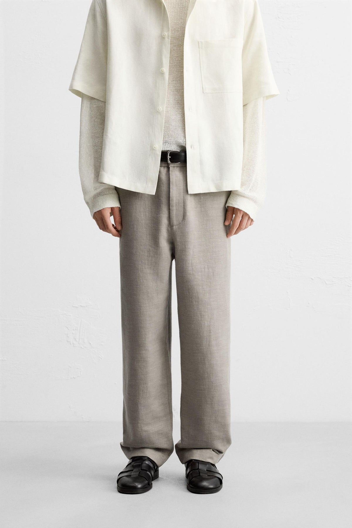 TEXTURED REGULAR FIT TROUSERS - Image 2