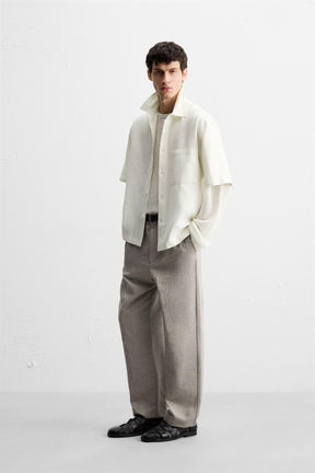 TEXTURED REGULAR FIT TROUSERS - Image 4
