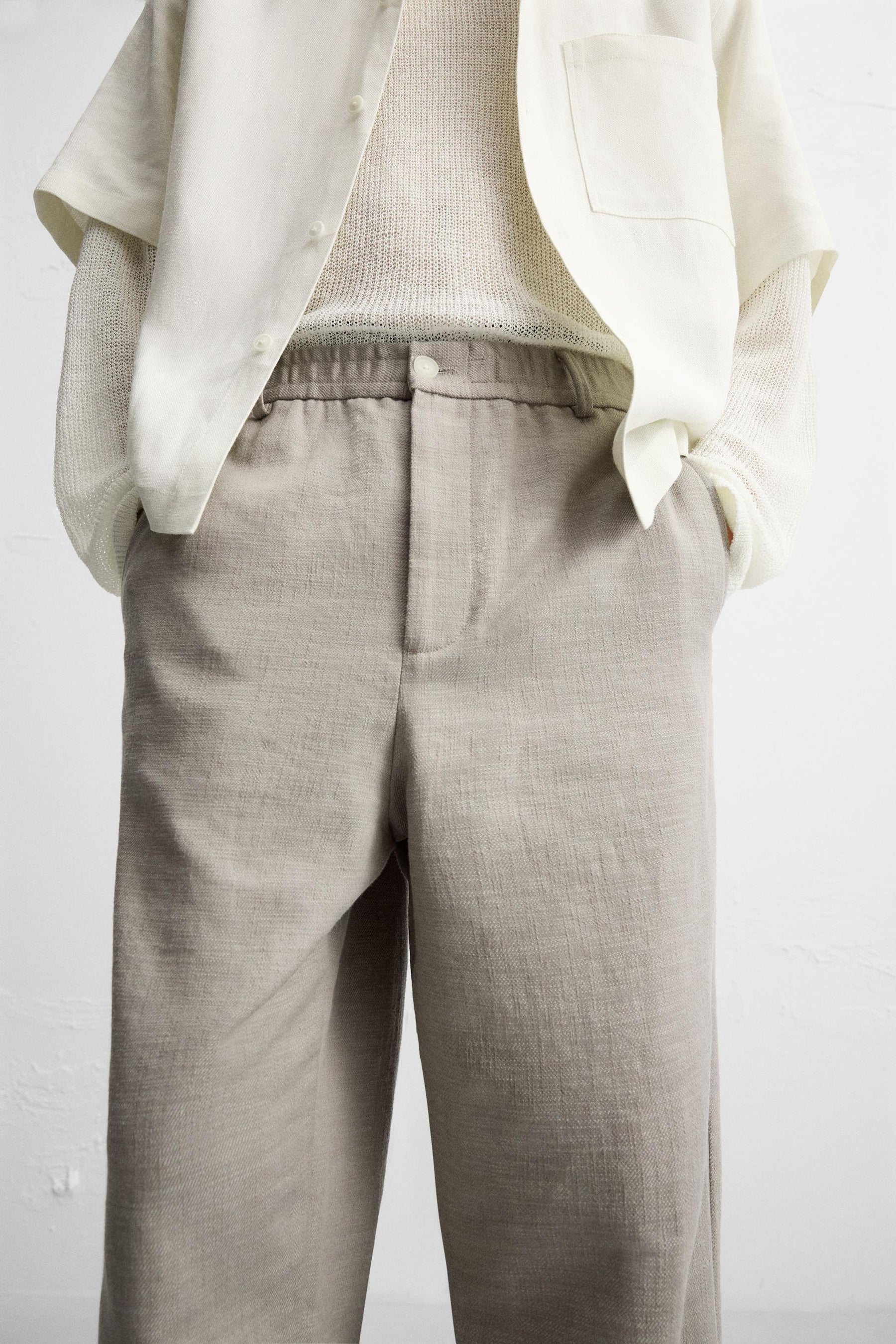 TEXTURED REGULAR FIT TROUSERS - Image 5