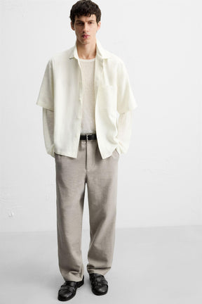 TEXTURED REGULAR FIT TROUSERS - Image 6