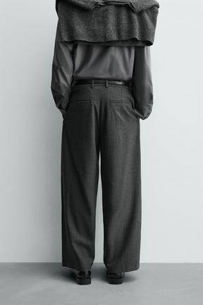 Pinstripe Pleated Trousers