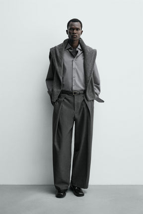 Pinstripe Pleated Trousers