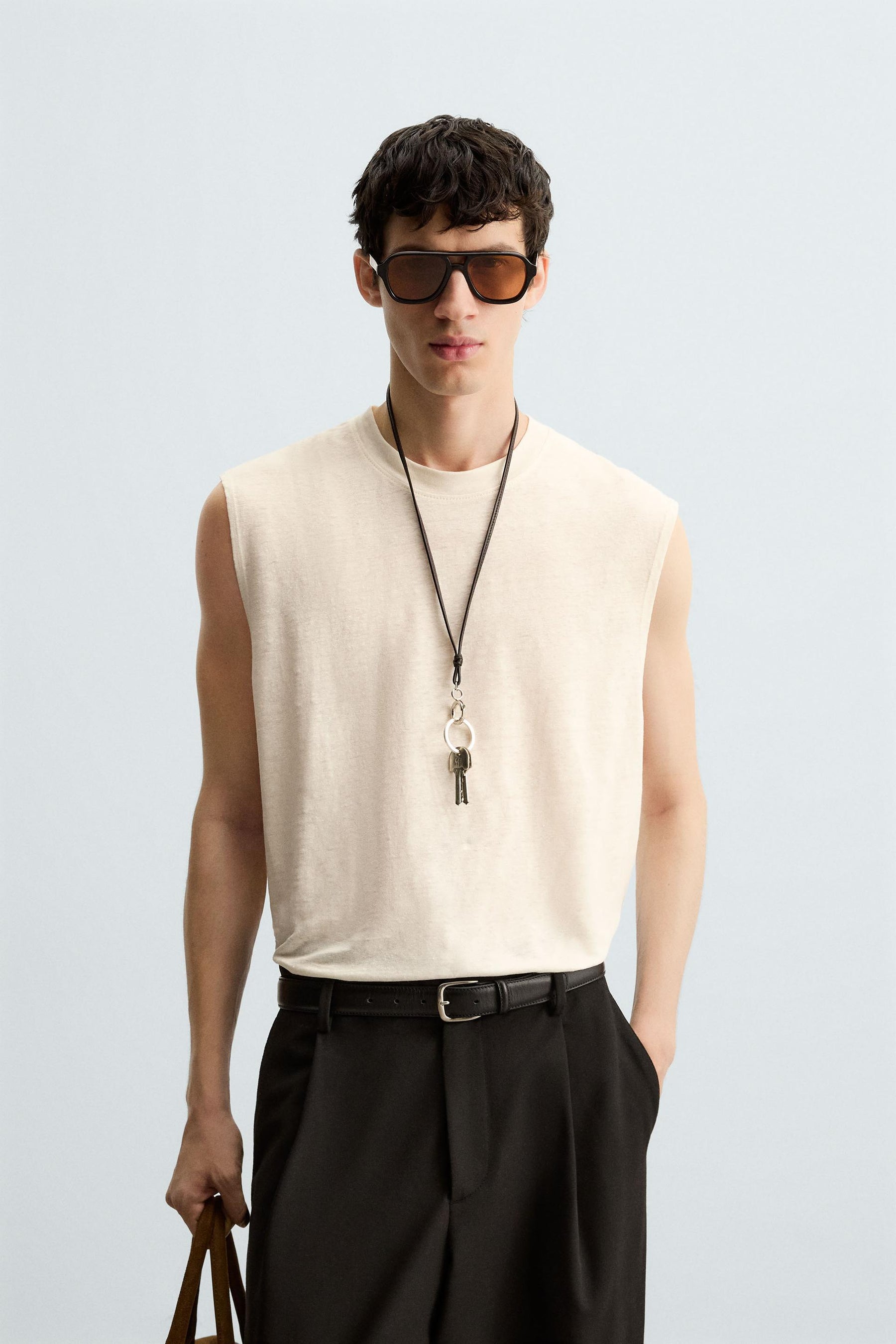 100% LINEN TANK T-SHIRT - Image 2